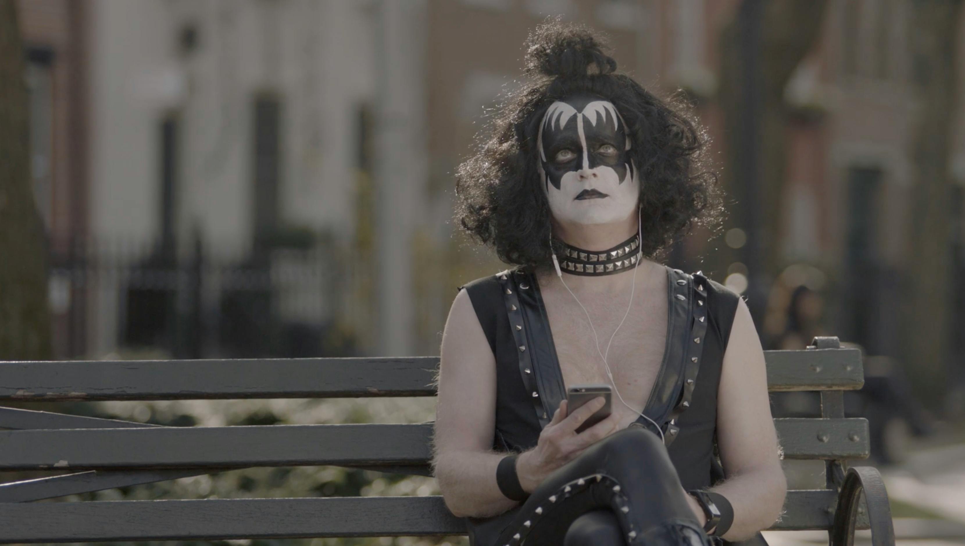 A person wearing iconic Kiss-style 
