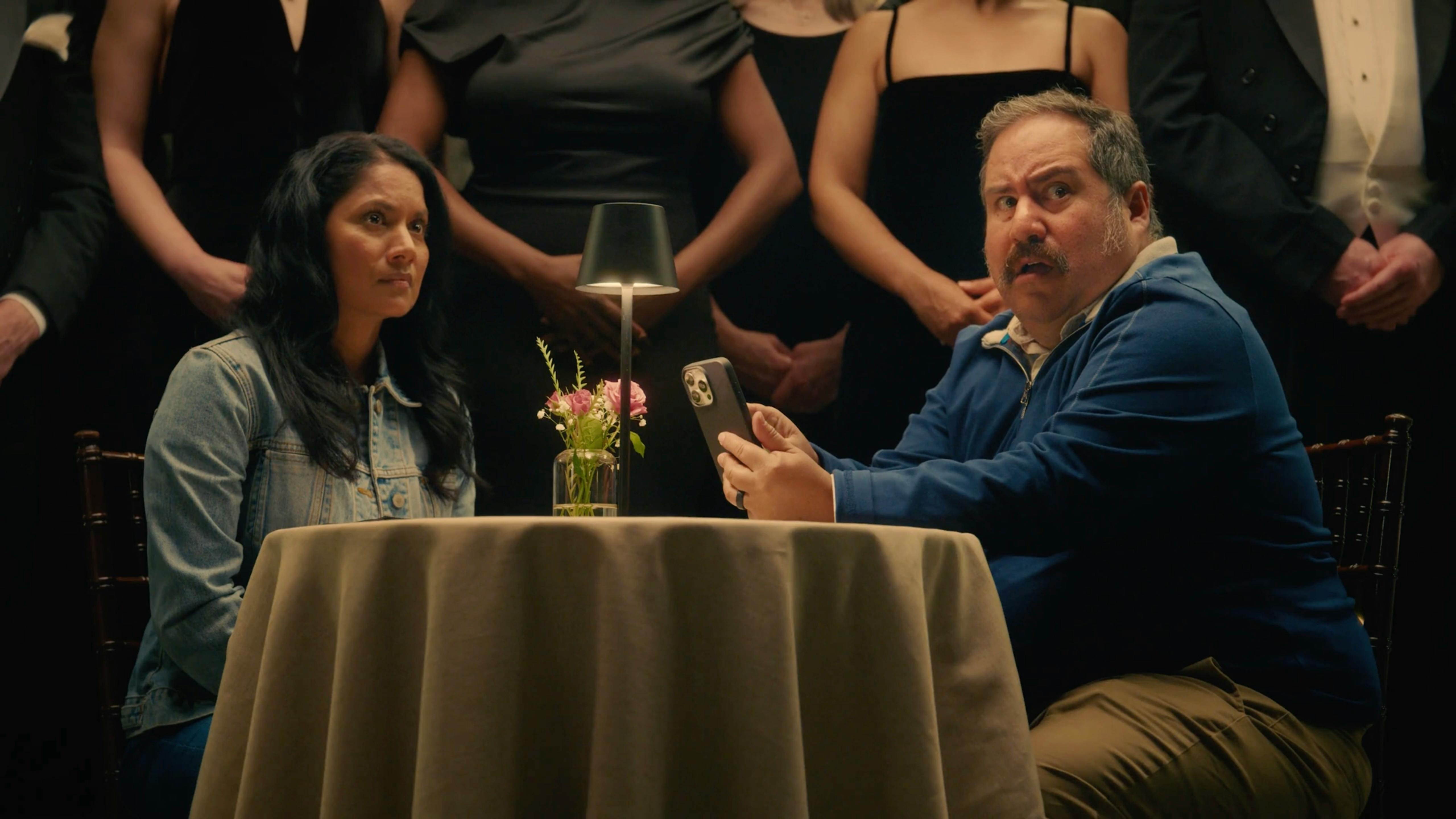 Restaurant scene with actors filming a commercial by an award winning video production company creating branded content