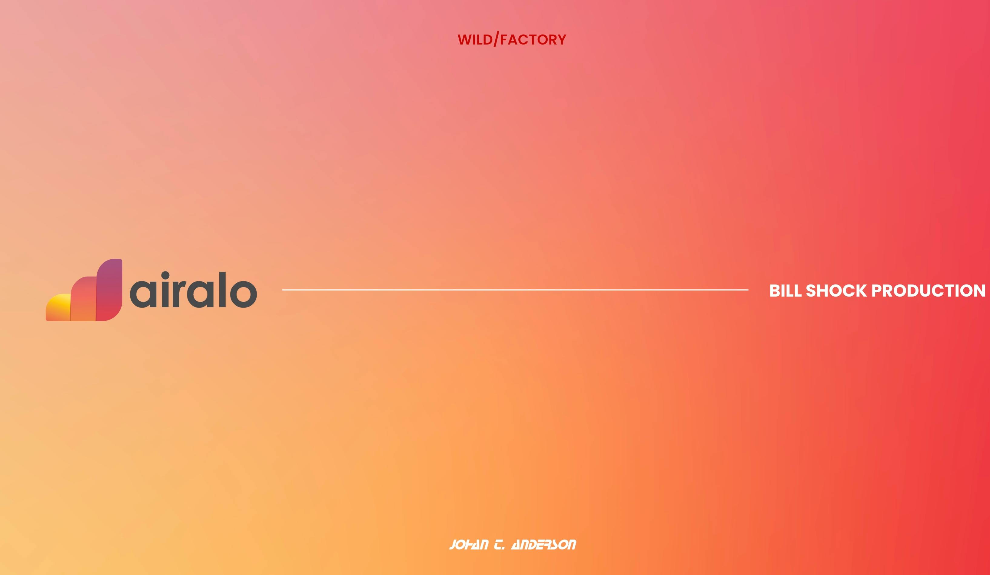 Airalo branded orange gradient slide with bold headline text, designed by a Los Angeles director roster agency for startup video production and creative video campaigns