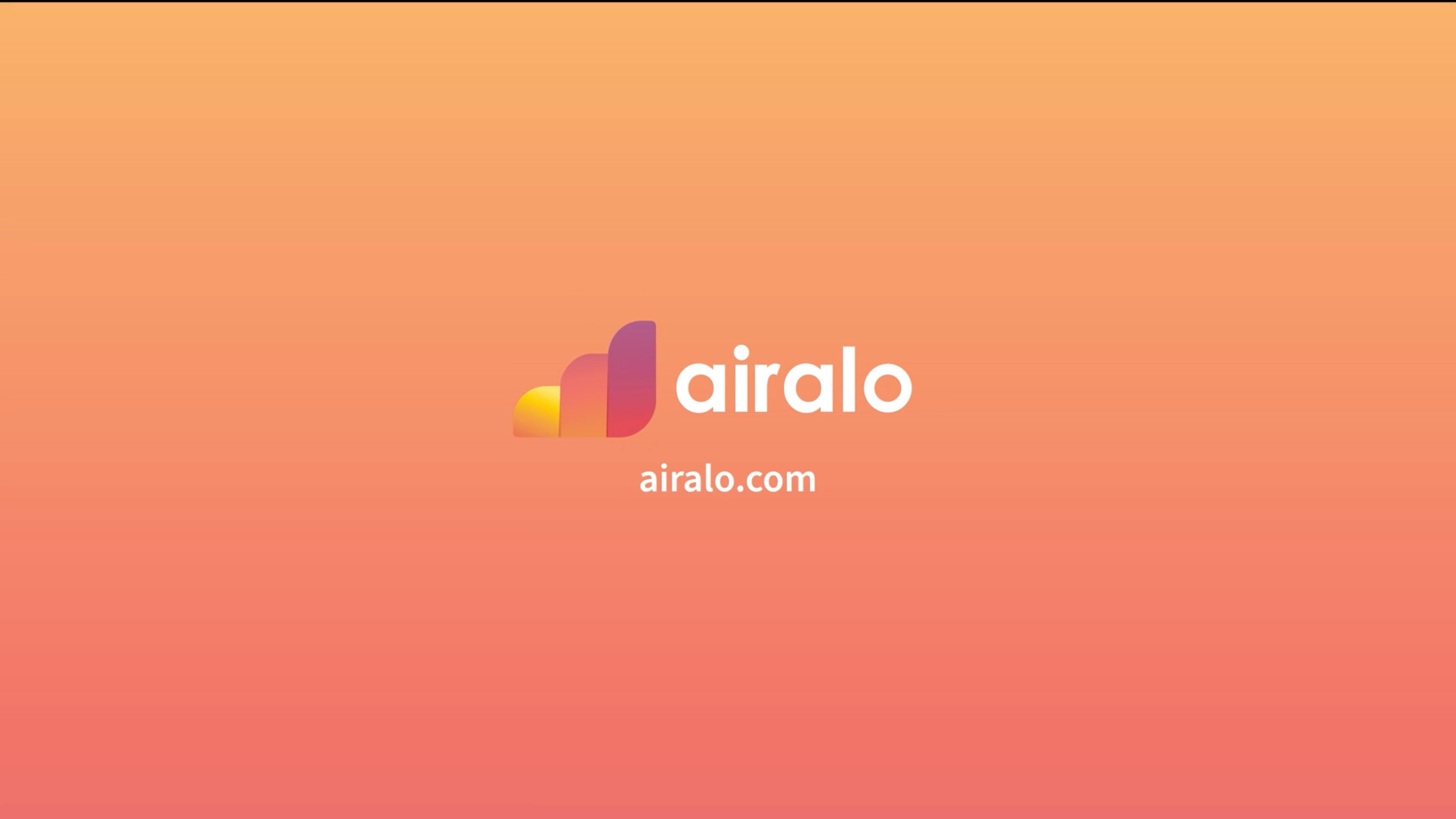 Airalo branded orange gradient logo screen, designed by a creative video agency for startup video production and social media video marketing campaigns