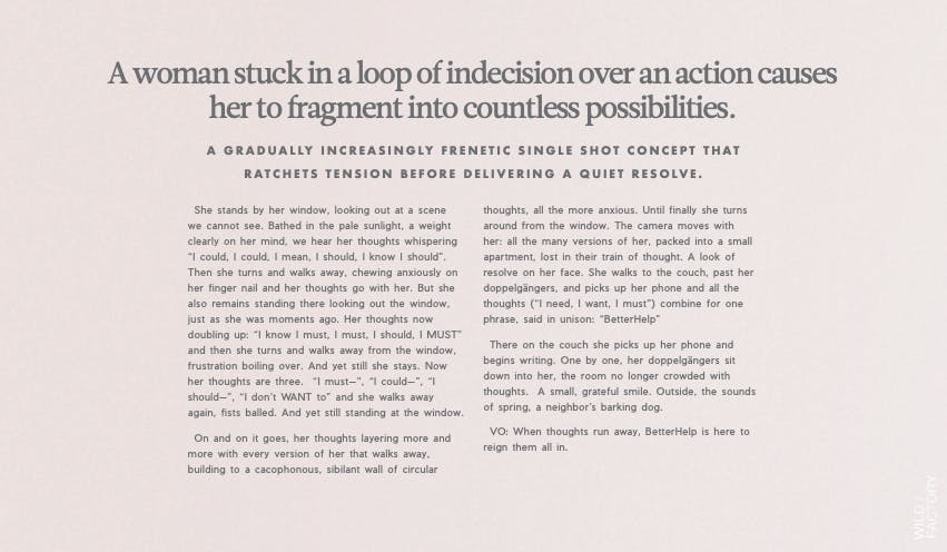 Editorial case study slide by a full service video production company highlighting premium creative and production services