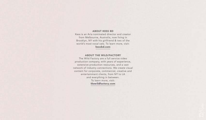 Minimal studio case study layout from a commercial advertising production company director roster