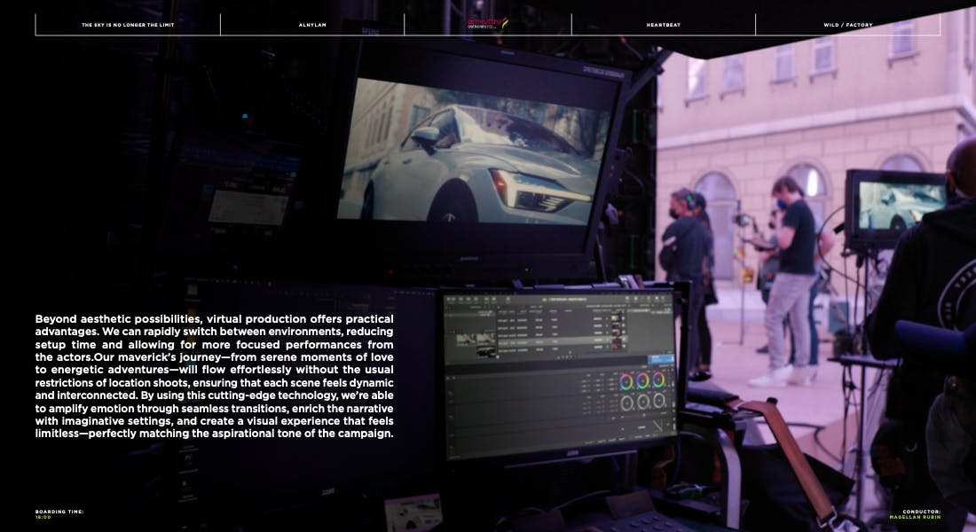 Dark studio workspace with editing screens on a portfolio page for a best small agency of the year contender