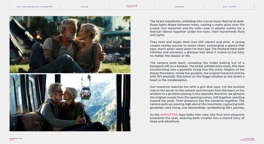 Editorial page featuring cinematic portraits and campaign text from NYC creative directors at a creative video agency