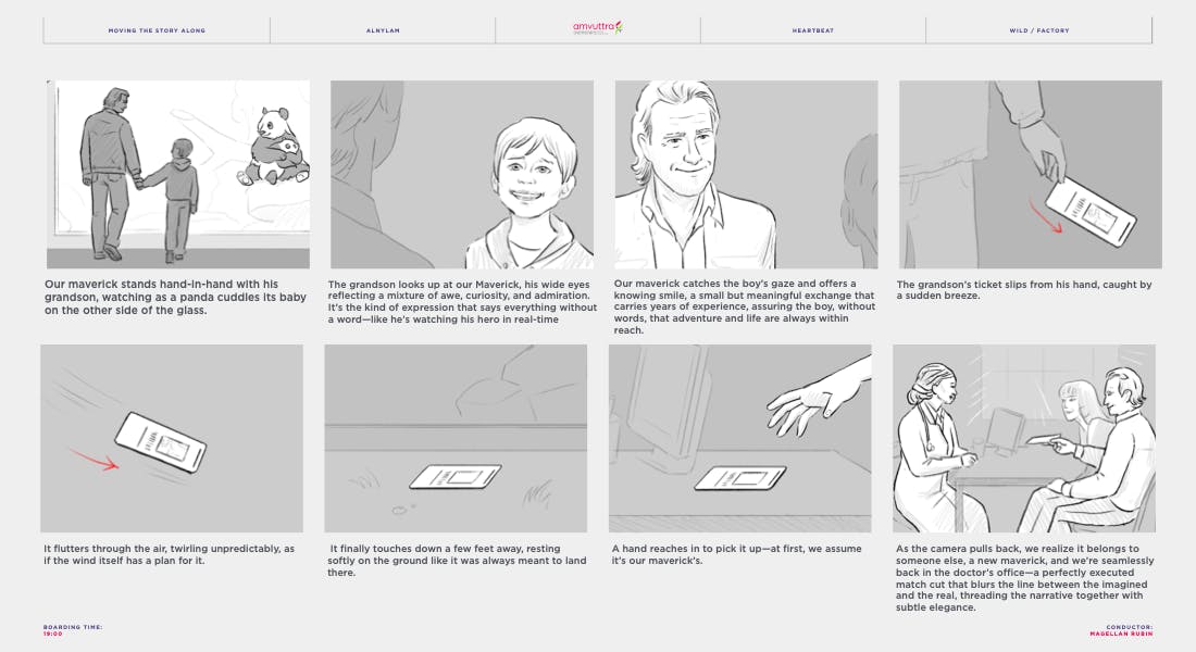 Black-and-white storyboard art and shot planning frames for video shoots by a full service video production company