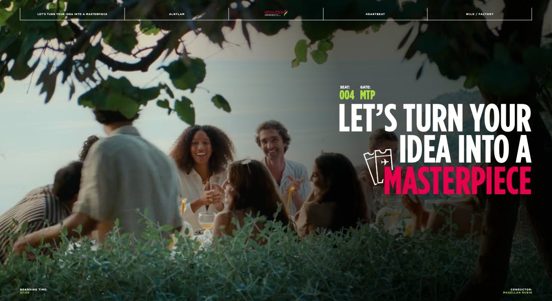 Group of people sitting outdoors in a branded scene created by a creative video agency for commercial storytelling