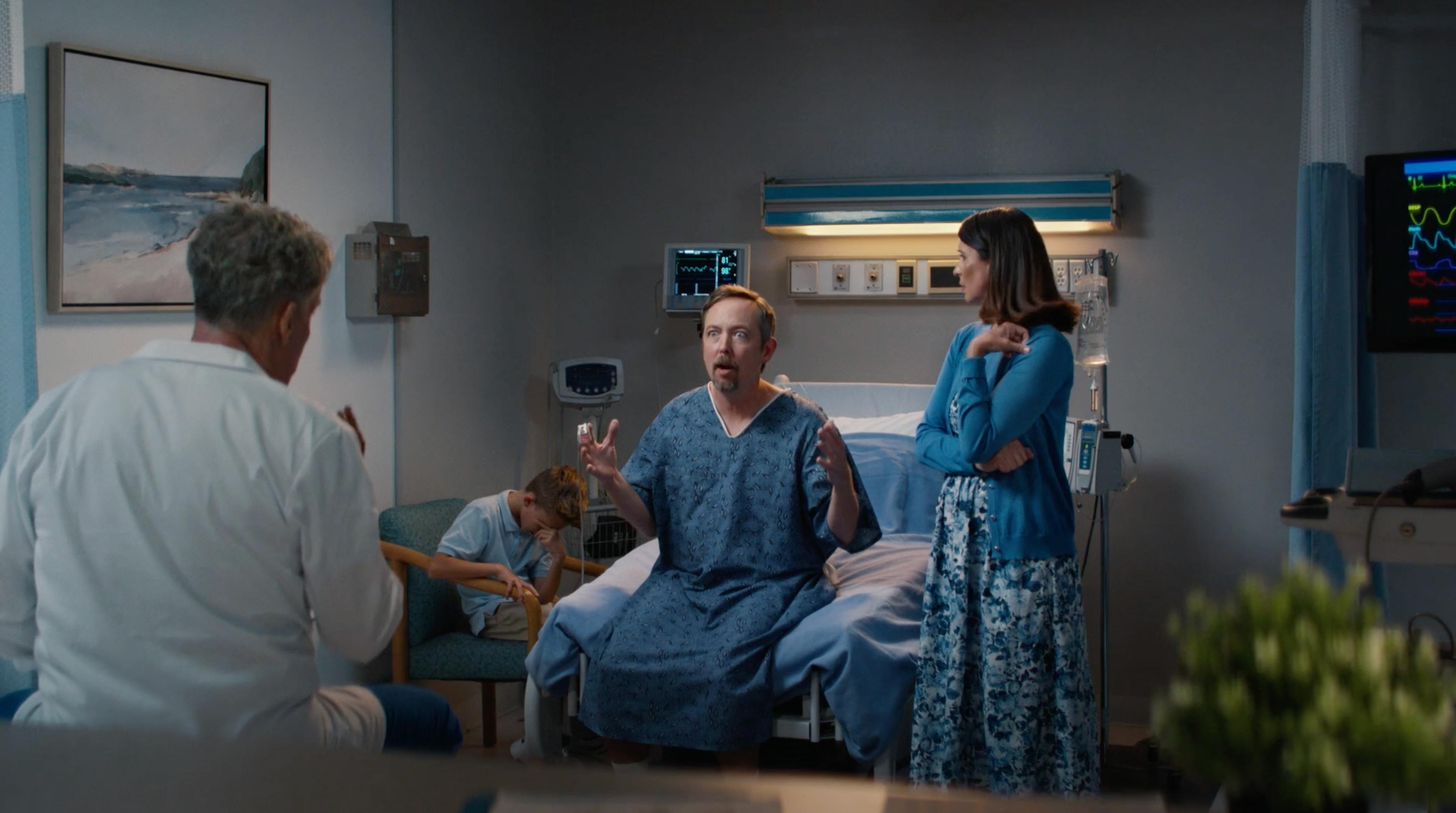 Hospital room group scene from an award-winning telecom commercial submitted to Cannes by a video production agency