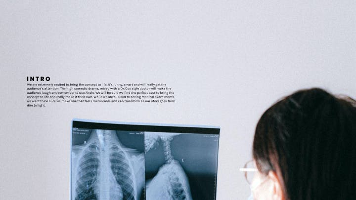 Person viewing chest X-rays in a clean medical scene supported by local fixer video production services