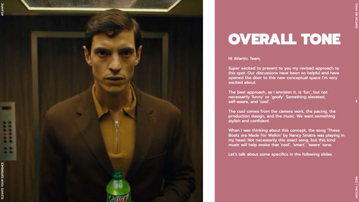 Man standing in an elevator beside campaign tone text on a realtor NYC advertising service provider slide