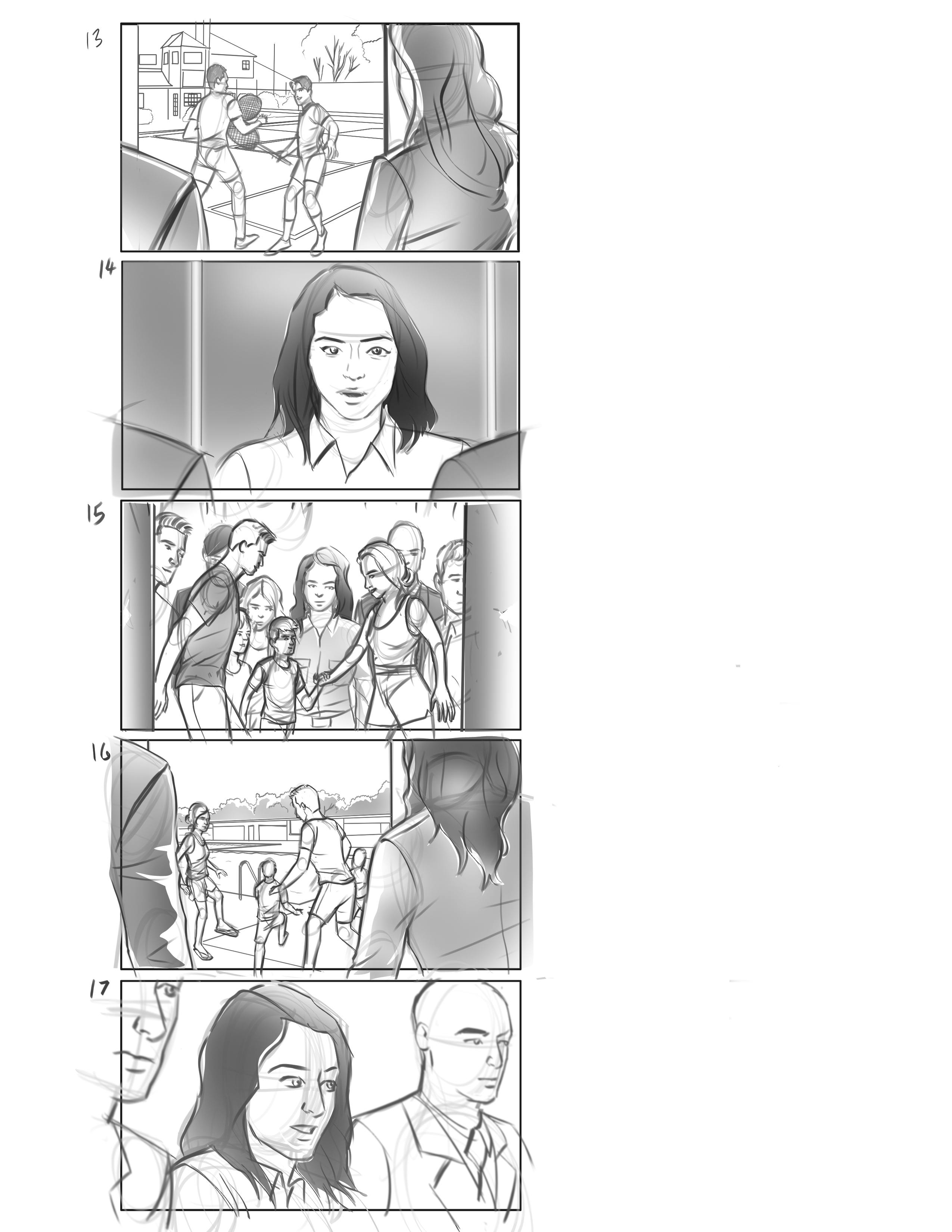 Black-and-white storyboard panels for a real estate ad created by a creative video agency partner