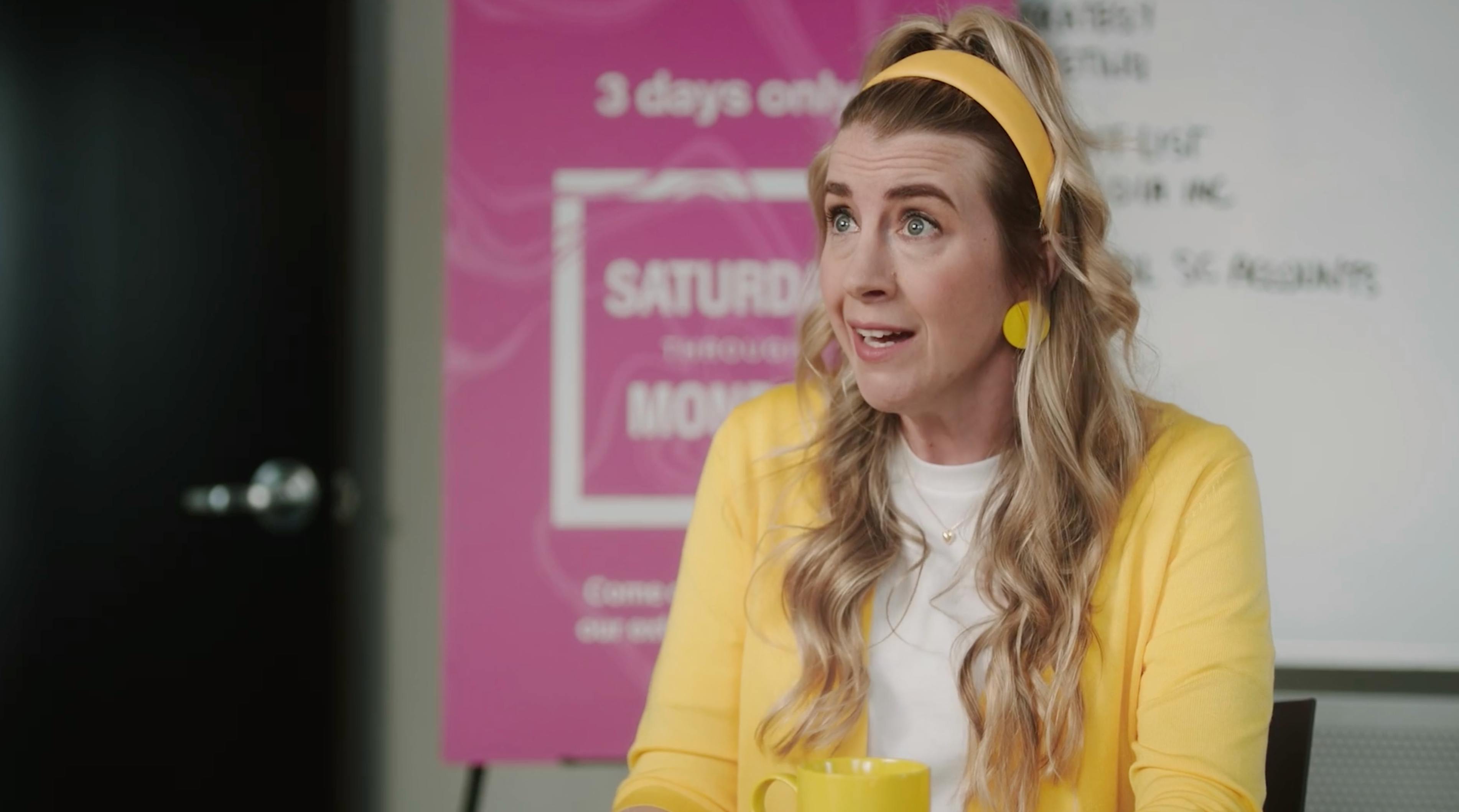 character.png	Branded series character in yellow during episodic branded content filmed for the New York production.