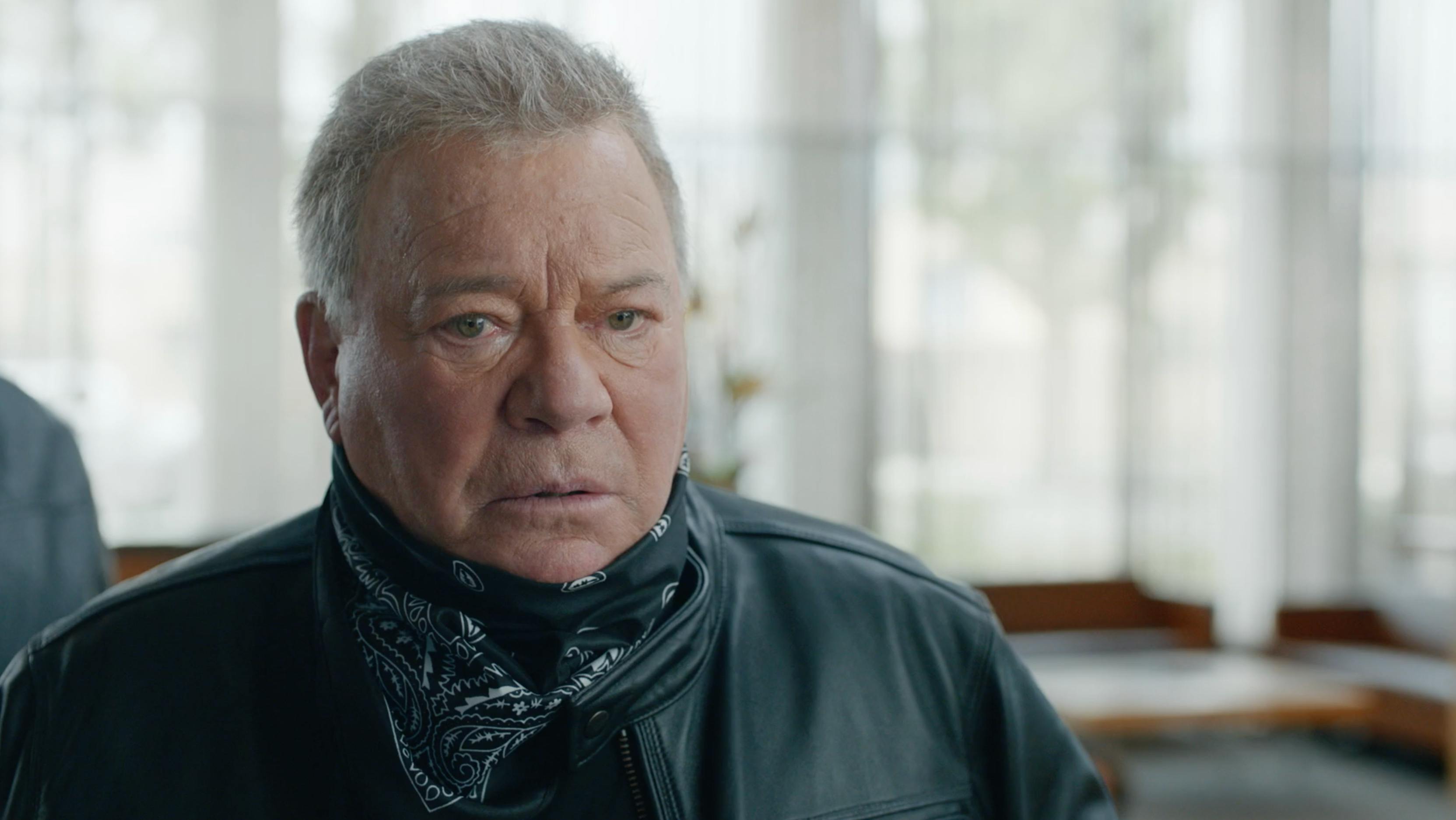 William Shatner in a close-up portrait for a white label video producer campaign