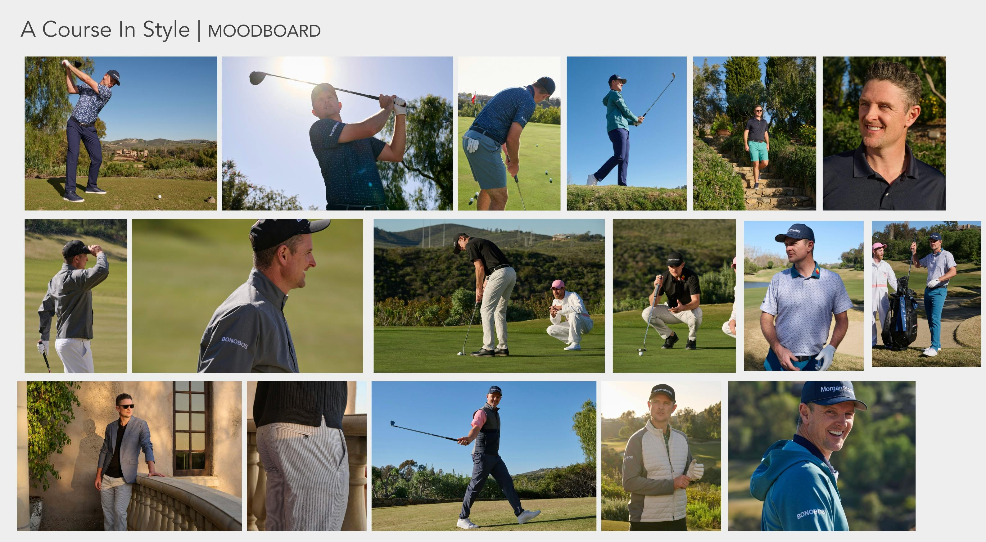 Mood board collage of athlete campaign stills for TV commercial production company treatment design