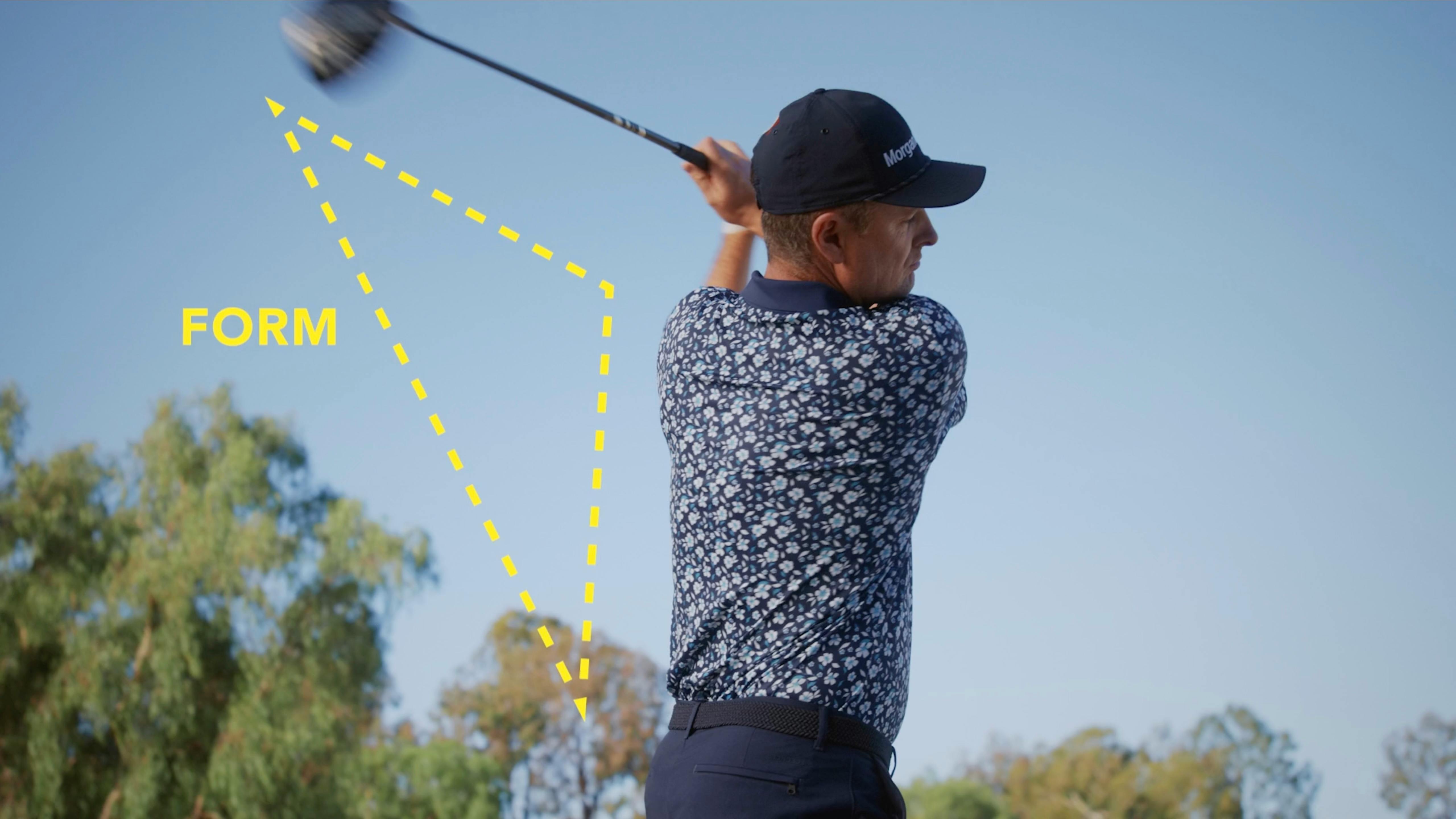 Golfer follow-through with motion lines in a commercial photography production NYC concept slide