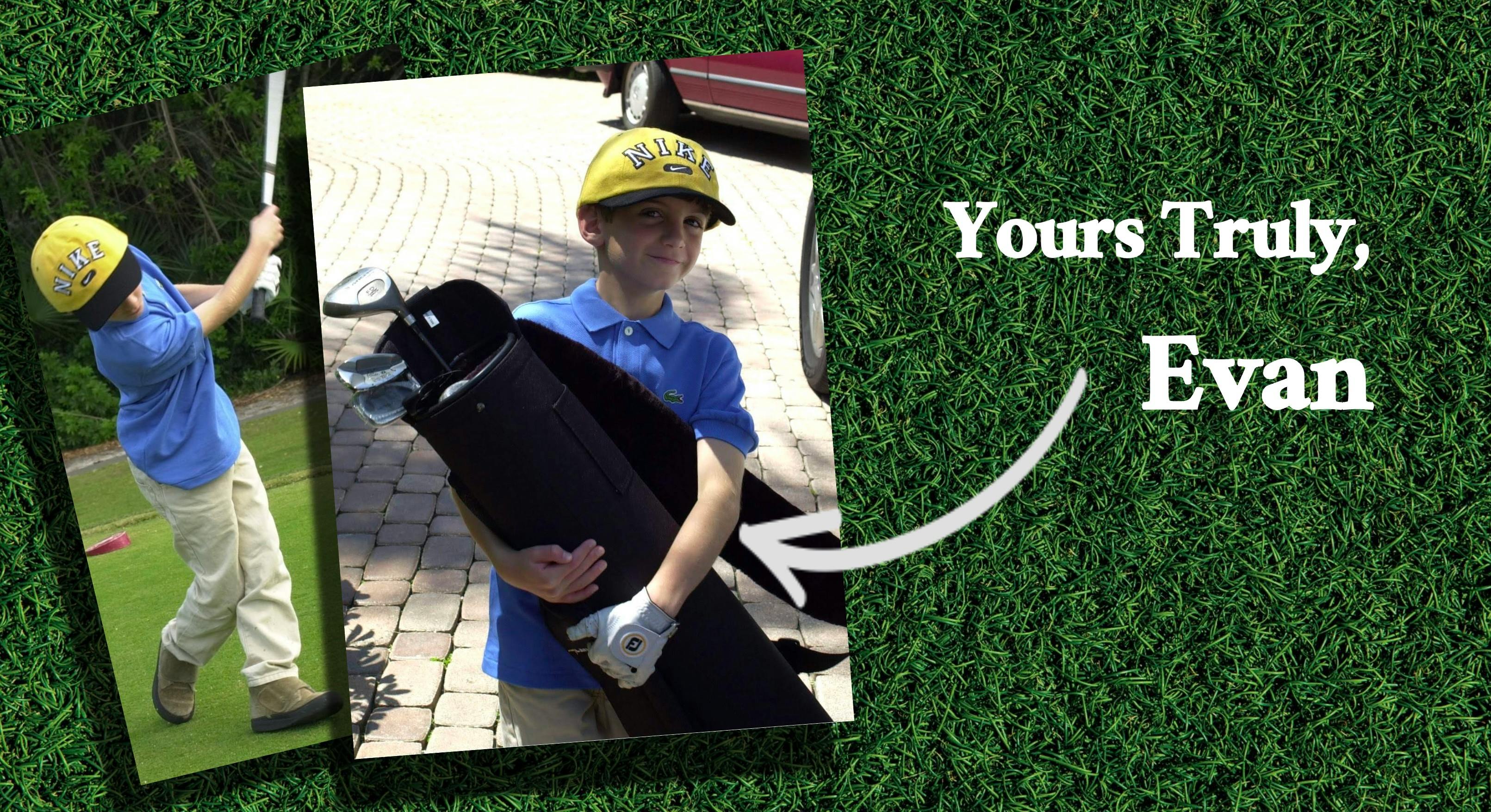 Character board with golfer and caddie on a branded content production company treatment slide