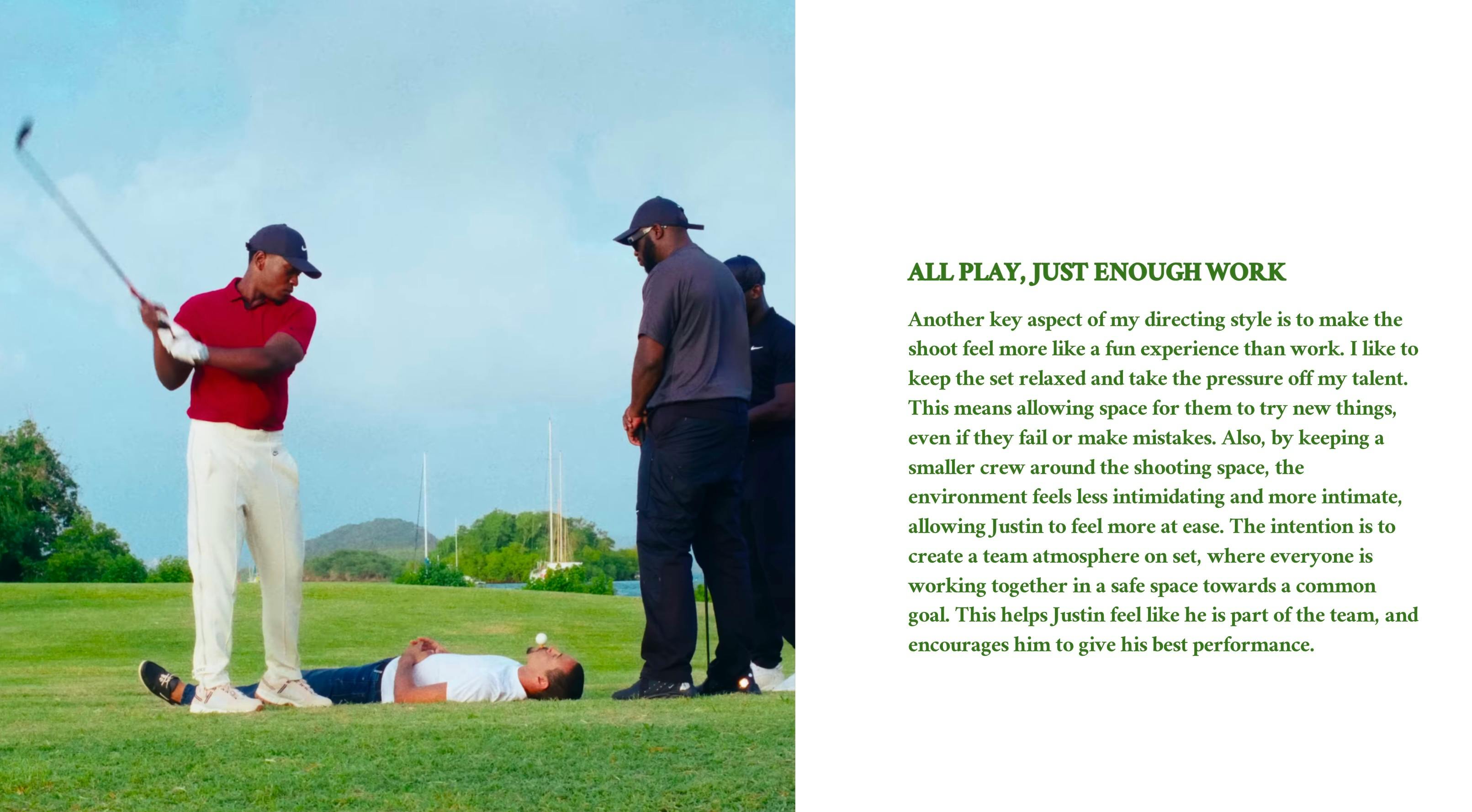 Golfer taking direction on a course in a sport ads TVC treatment by a creative video agency
