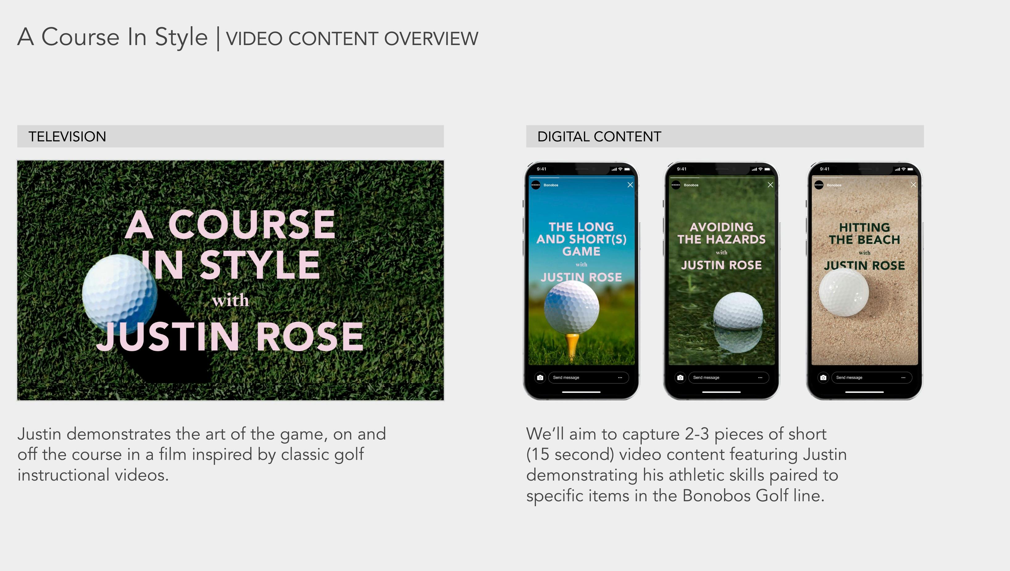 Video content overview showing TV and mobile assets for a full service video production company campaign