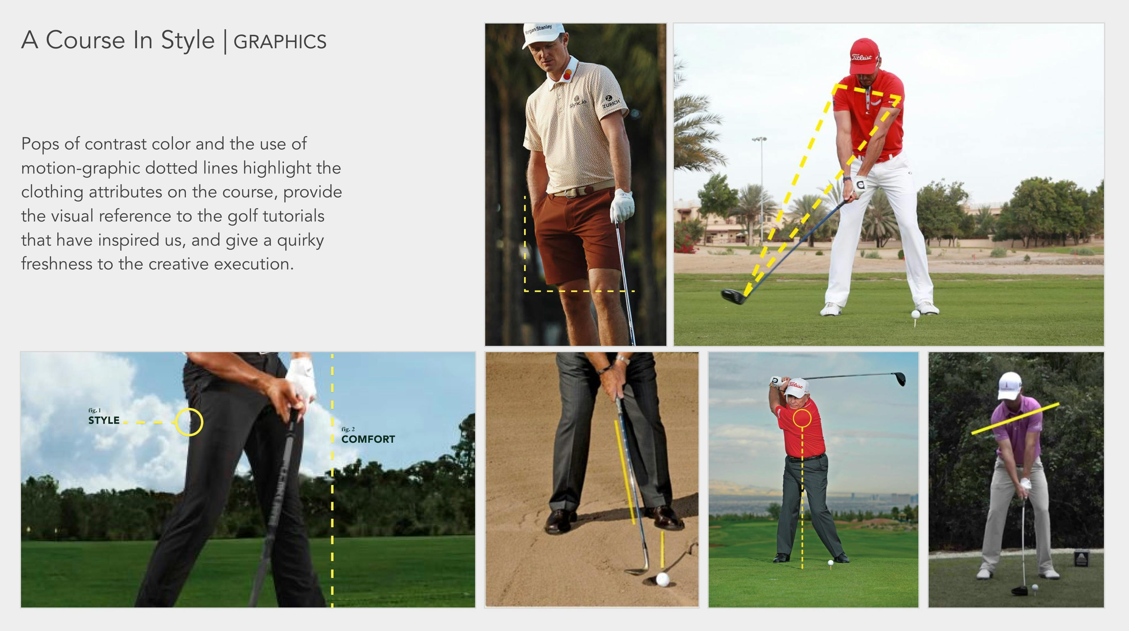 Golf lifestyle collage on a social media motion production board for branded content creation