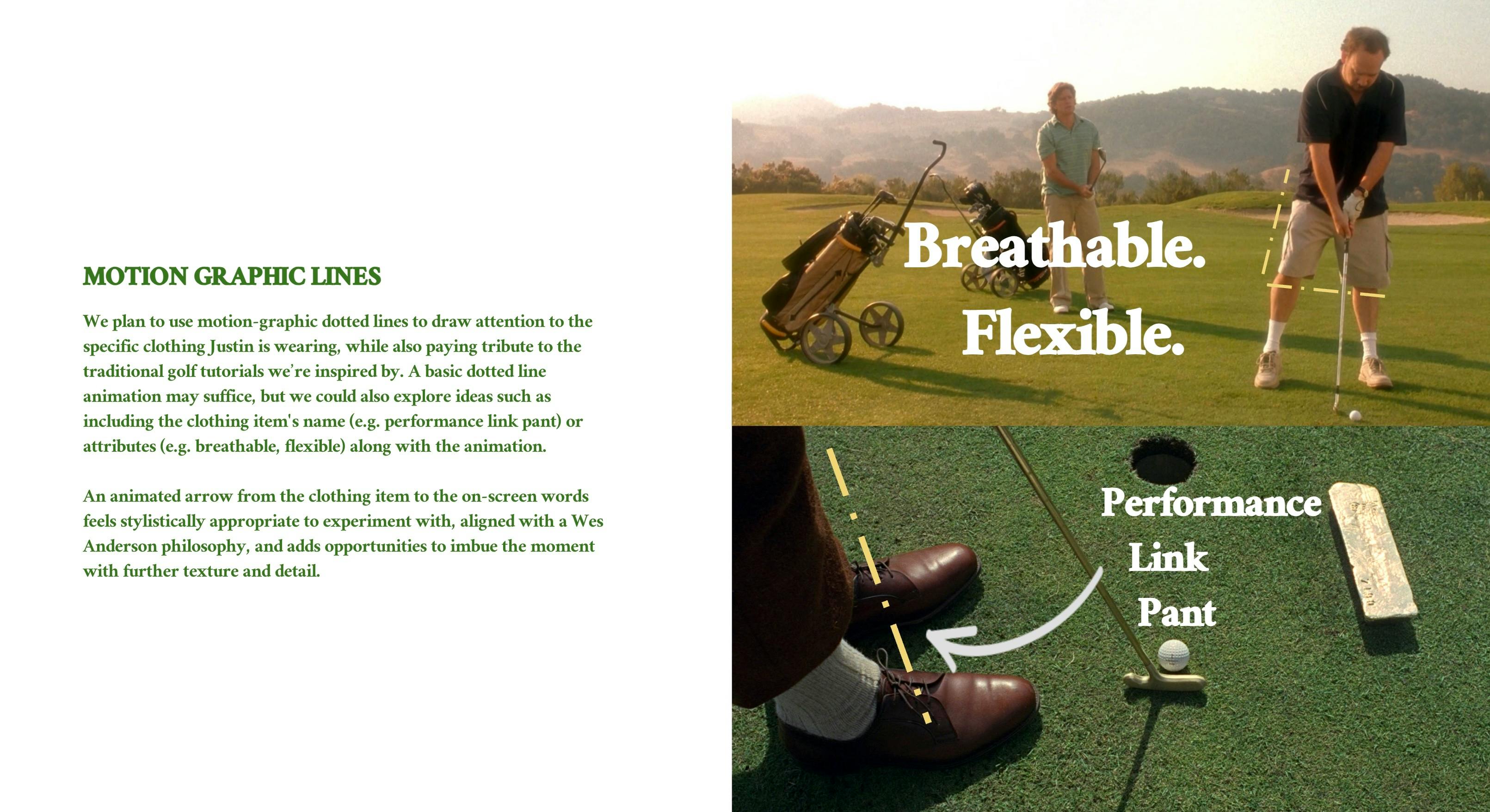 Golfer lining up a putt beside campaign text in a sports video production company presentation