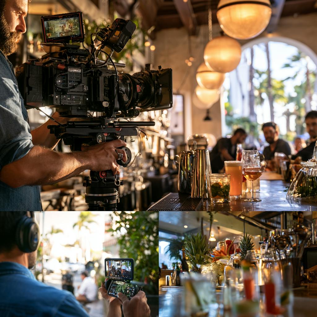 Branded video content for food and beverage brands produced during a professional restaurant video production shoot.
